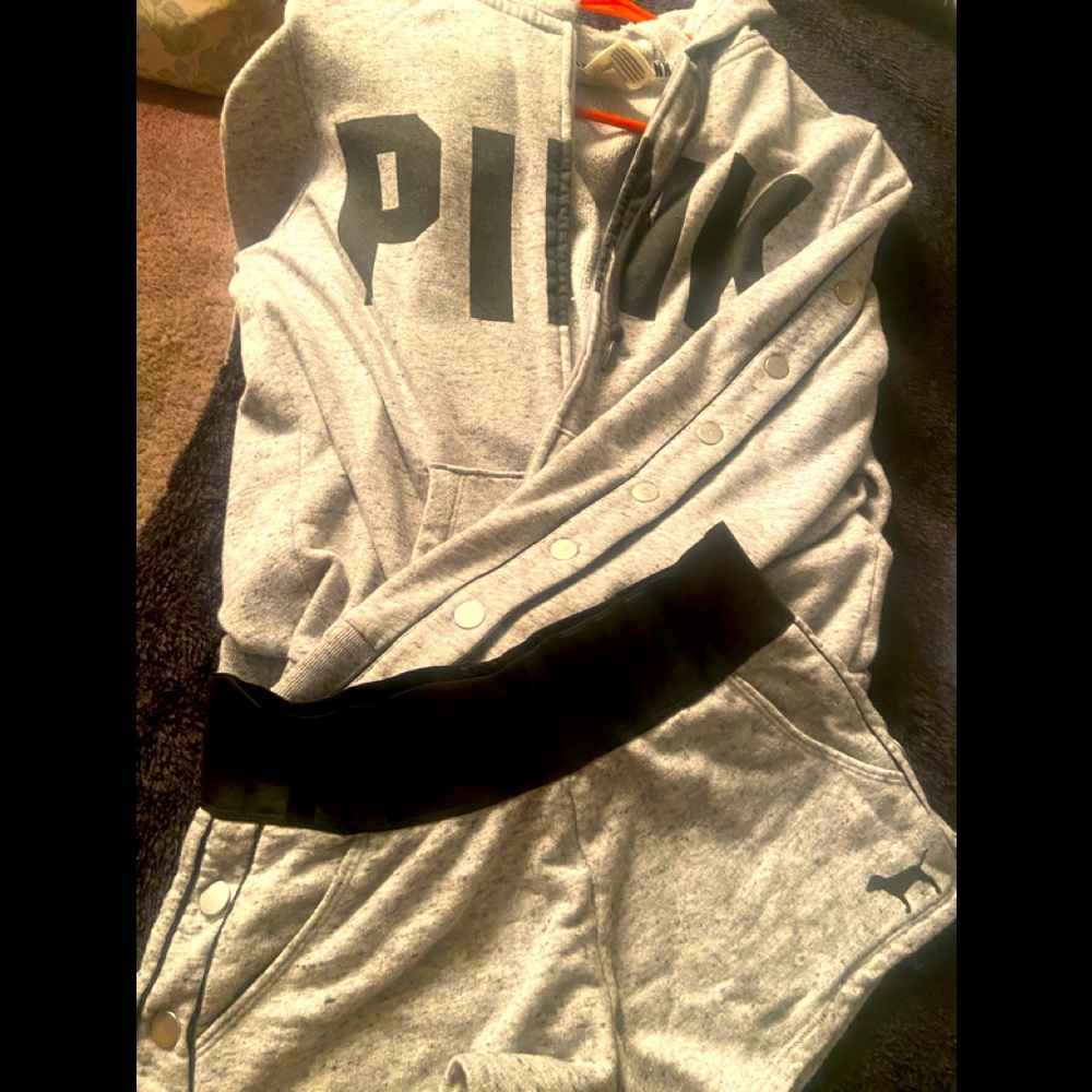 Pink set shorts and  hoodie